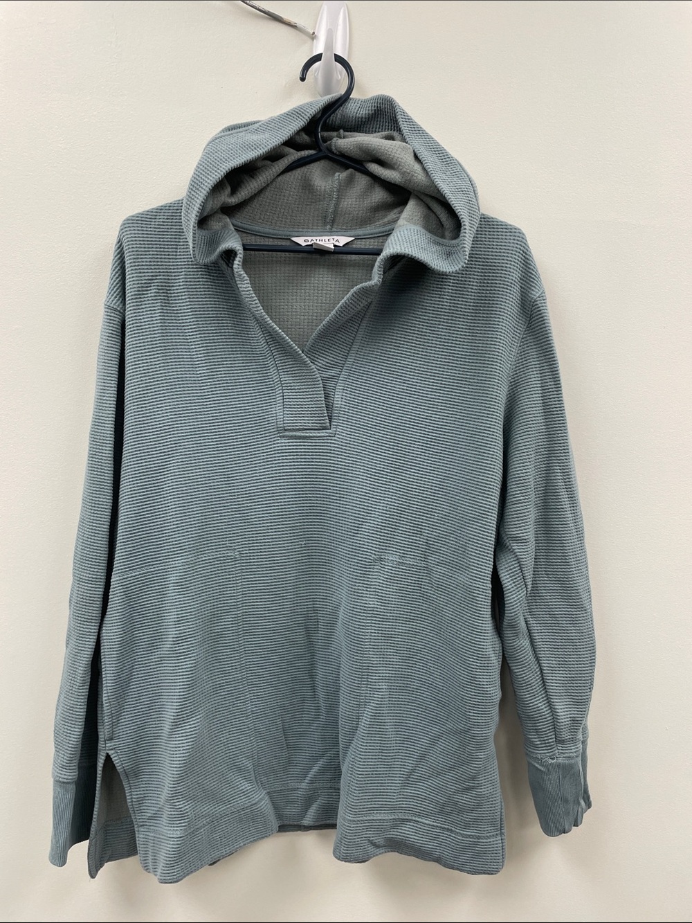 Athleta Men's Crewneck Hooded Waffle Knit Sweater - Dusty Blue